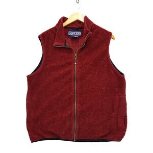 vtg 90s Lands End Fleece Vest Women's XL Zip Up Stand Collar Made in USA